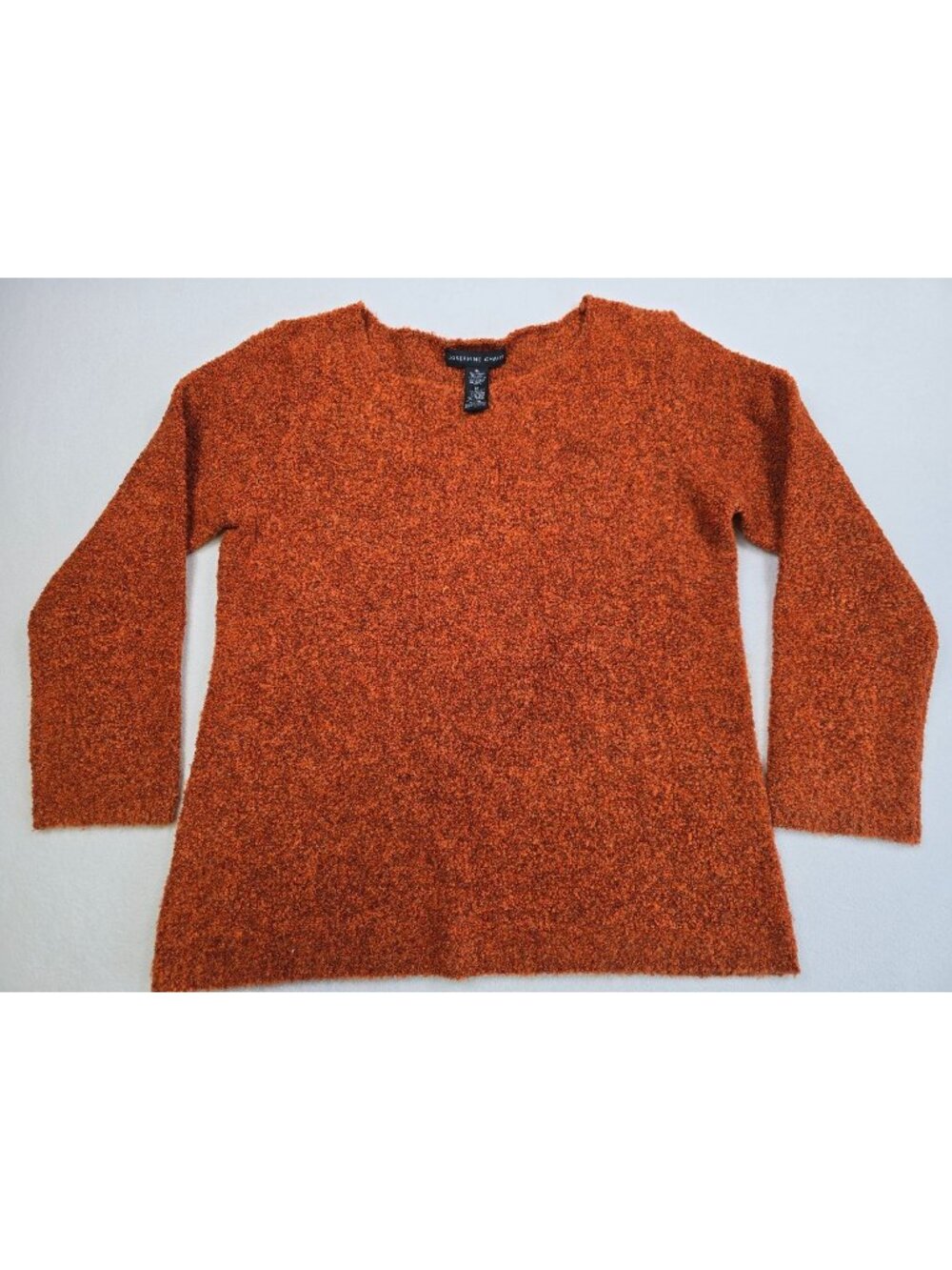 Josephine Chaus Womens XL Burnt Orange Sweater Marled Textured Wool Blend